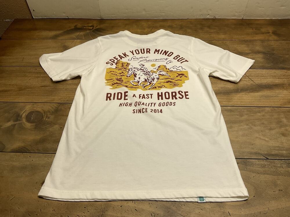 Sendero Provisions Co Shirt Mens Small White Ride A Fast Horse Graphic T-Shirt
